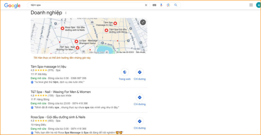 Hinh anh Google doanh nghiep duoc xuat hien tren Google tim kiem khi khach hang tim kiem san pham dich vu lien quan den ten hoac nganh nghe cua doanh nghiep cung cap