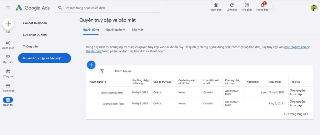 Huong dan cach Share quyen Google Ads cho nguoi khac