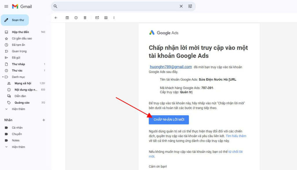 Loi moi truy cap tai khoan Google Ads